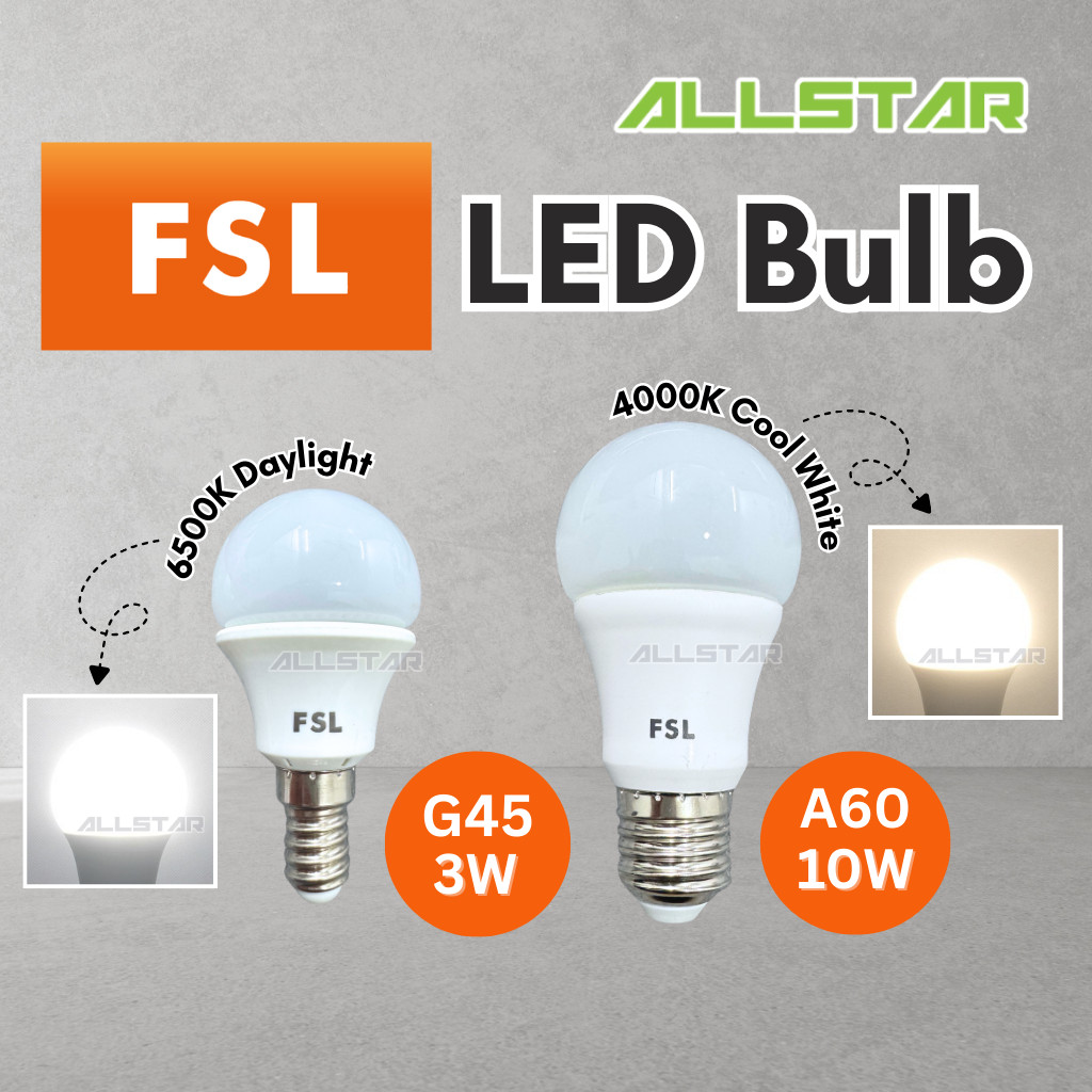 FSL LED Bulb A60 10W E27 4000K G45 3W E14 6500K High Lumen Super Bright ...