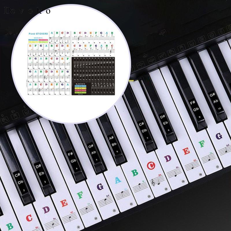 [Devoko] Piano Keyboard Stickers Piano Practice Learning Removable ...