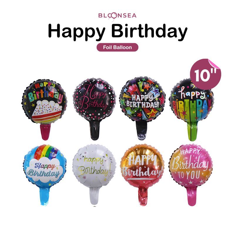 10 Inch Happy Birthday Foil Balloons Printed Round Love Shape Gifts ...