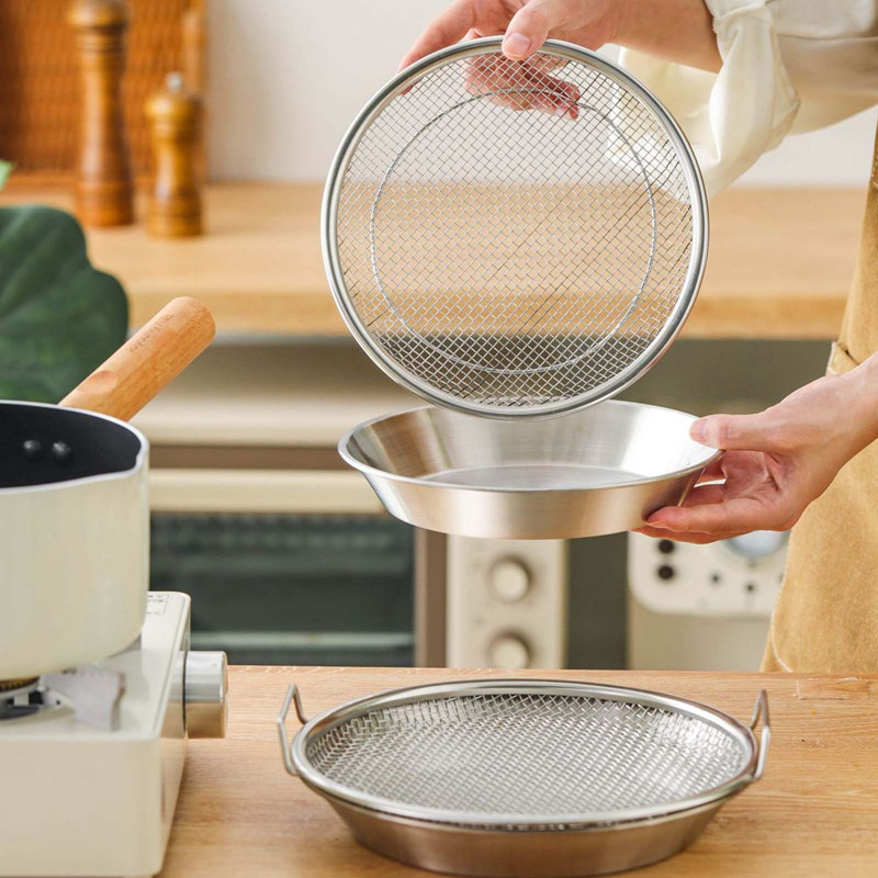 Kitchen 2pcs Stainless Steel Fried Food Draining Rack Frying Filter ...