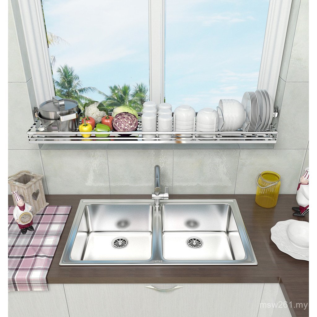 Shelf 304 Storage Dish Rack Stainless Steel Wall-Mounted Foldable ...