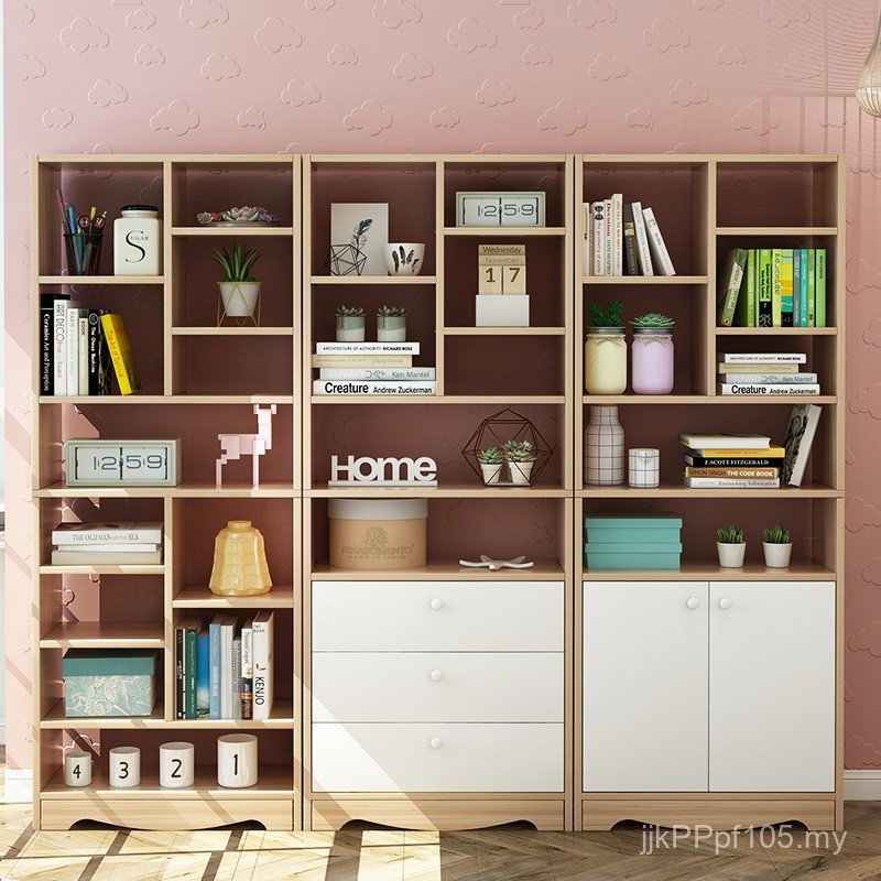 Shelf Combination Bookshelf Desk Modern Bedroom Floor Small Bookcase ...