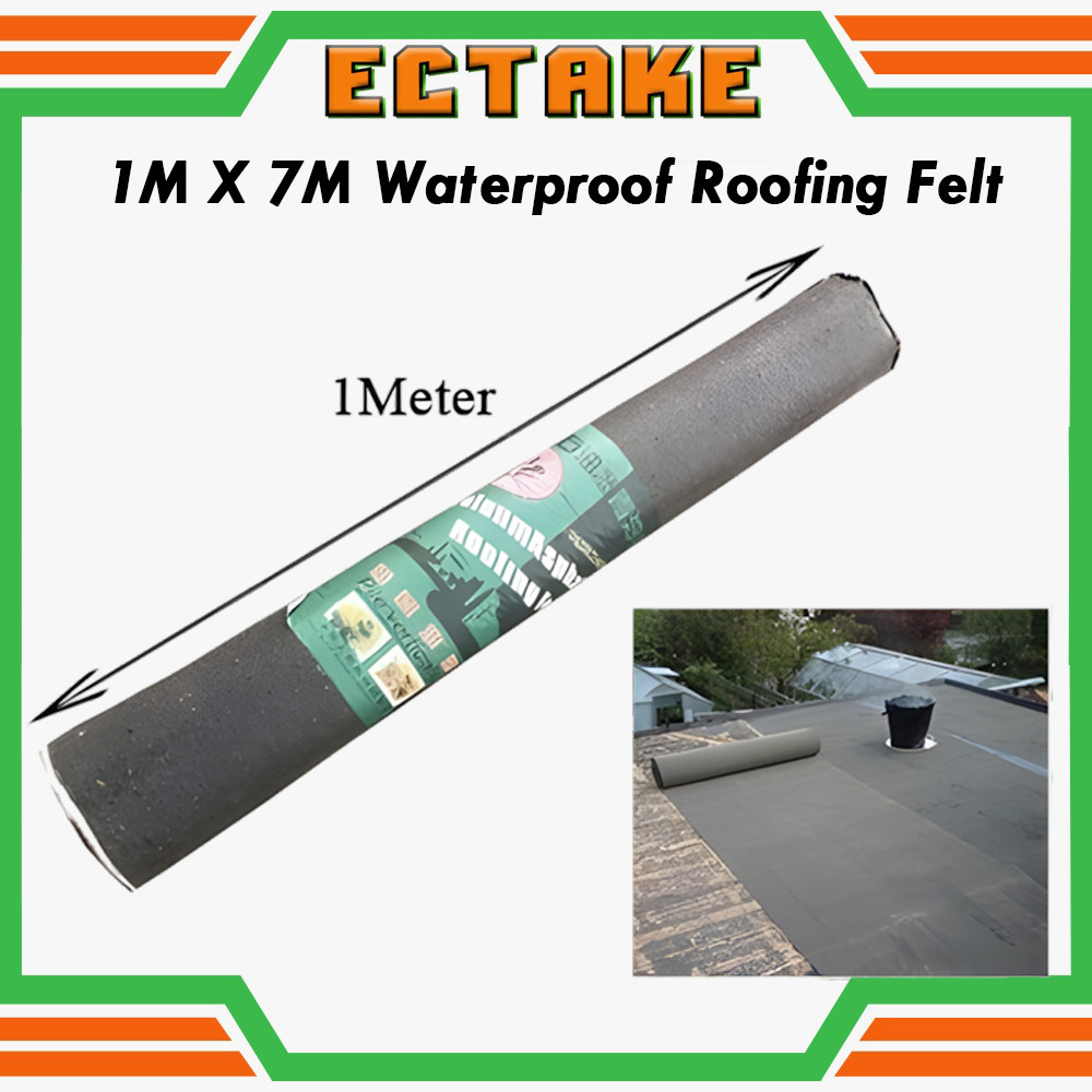 [ECTAKE] 1M x 7M Waterproof Roofing Felt / Atap Bumbung Hitam Kalis Air ...