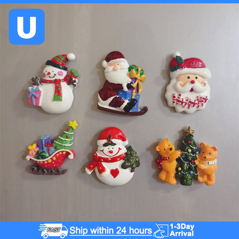 Christmas Refrigerator Sticker Santa Claus Snowman Christmas Tree ...