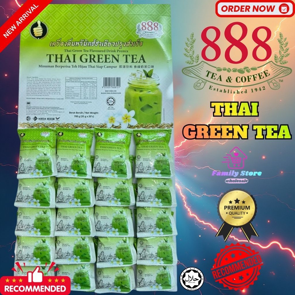 888 3IN1 PREMIX MILK TEA THAI GREEN TEA PAPAN (35G X 20'S) | Shopee ...