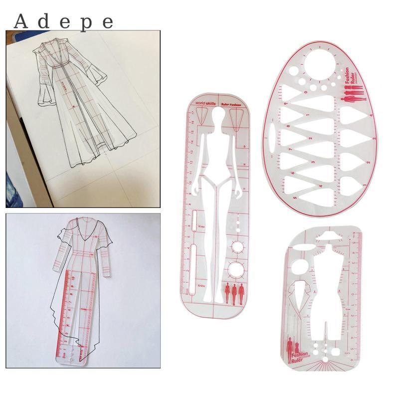 [Adepe] Fashion Drawing Template Ruler Designing Tailoring Dresses ...