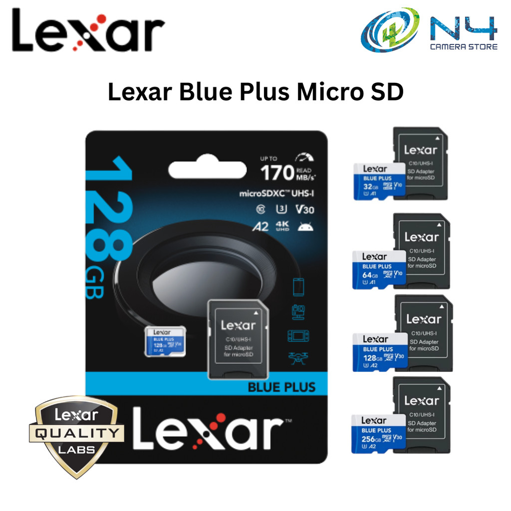Lexar BLUE PLUS microSD Memory Card UHS-I (Up to 170MB/s& V30 U3 ...
