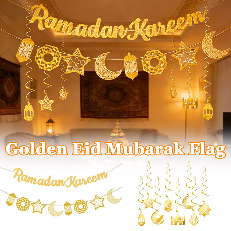 2026 Ramadan Mubarak Moon Star Mosque Hanging Swirl Ornament Islamic ...