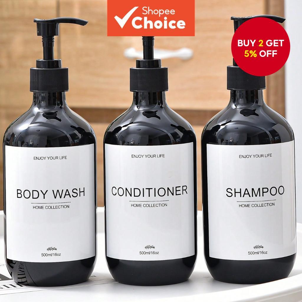 Refillable Shampoo, Conditioner, and Body Wash Dispenser Bottles with ...