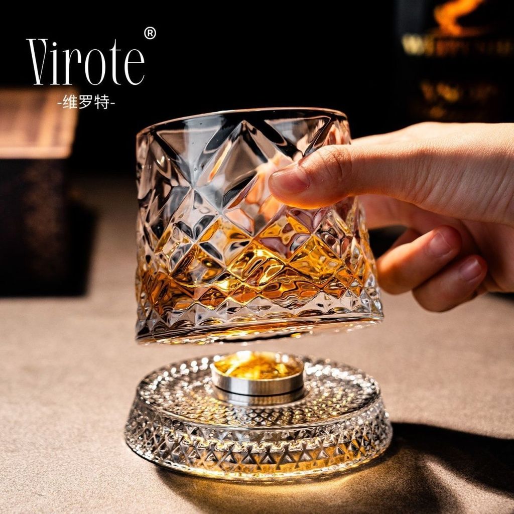 Light Luxury Rotating Glass Whiskey Glass High-End Rotating Beer Glass ...