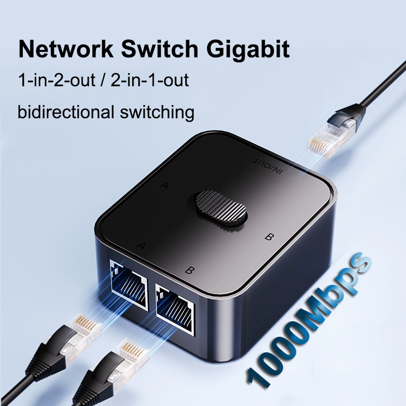 2 Port Gigabit Network switch RJ45 Switch Network Splitter Cable ...