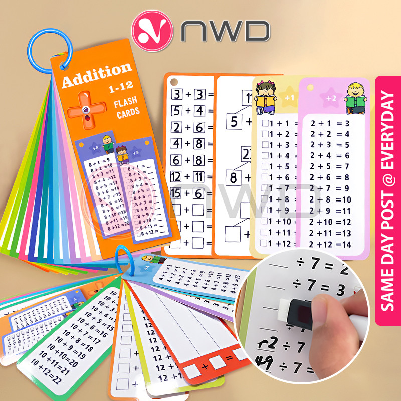𝗡𝗨𝗠𝗕𝗘𝗥 𝗡𝗜𝗡𝗝𝗔 》 Kids Math Learning Flash Card Training Teaching Aids Kad ...