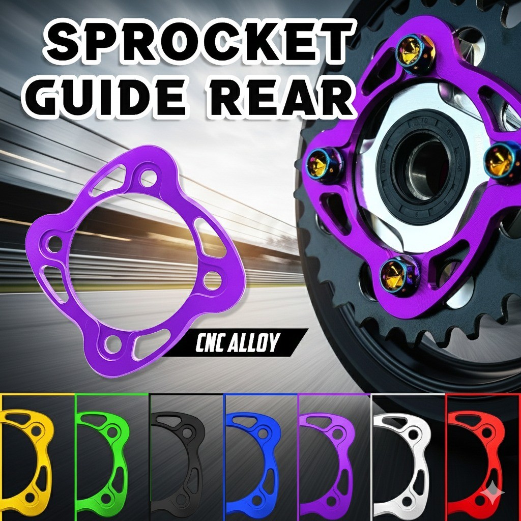 UNIVERSAL SPROCKET GUIDE REAR 4 HOLE CNC ALLOY RED / BLACK / PURPLE ...