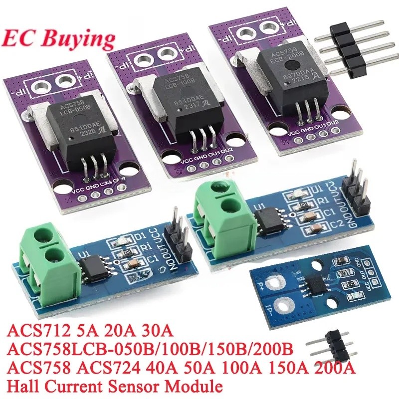 ACS712 ACS758 Hall Current Sensor Module Detector 5A 20A 30A 50A 100A ...