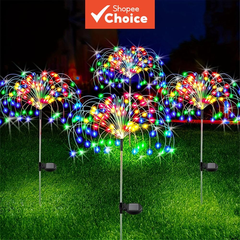 8 Mode Solar Powered Outdoor Grass Globe Dandelion Fireworks Lamp 90 ...