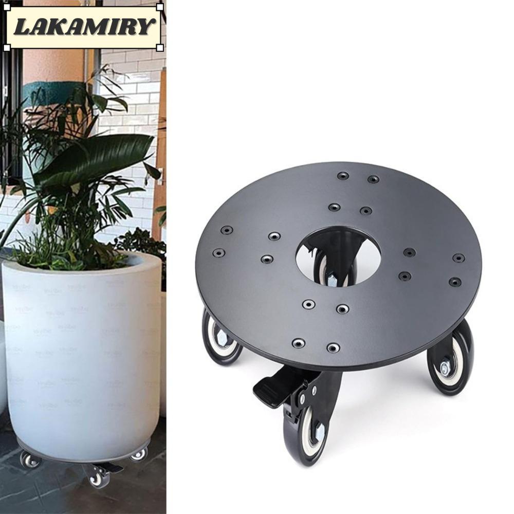 LAKAMIRY Flower Pot Wheels, Heavy Duty Flower Pot Rack Round Metal Tray ...