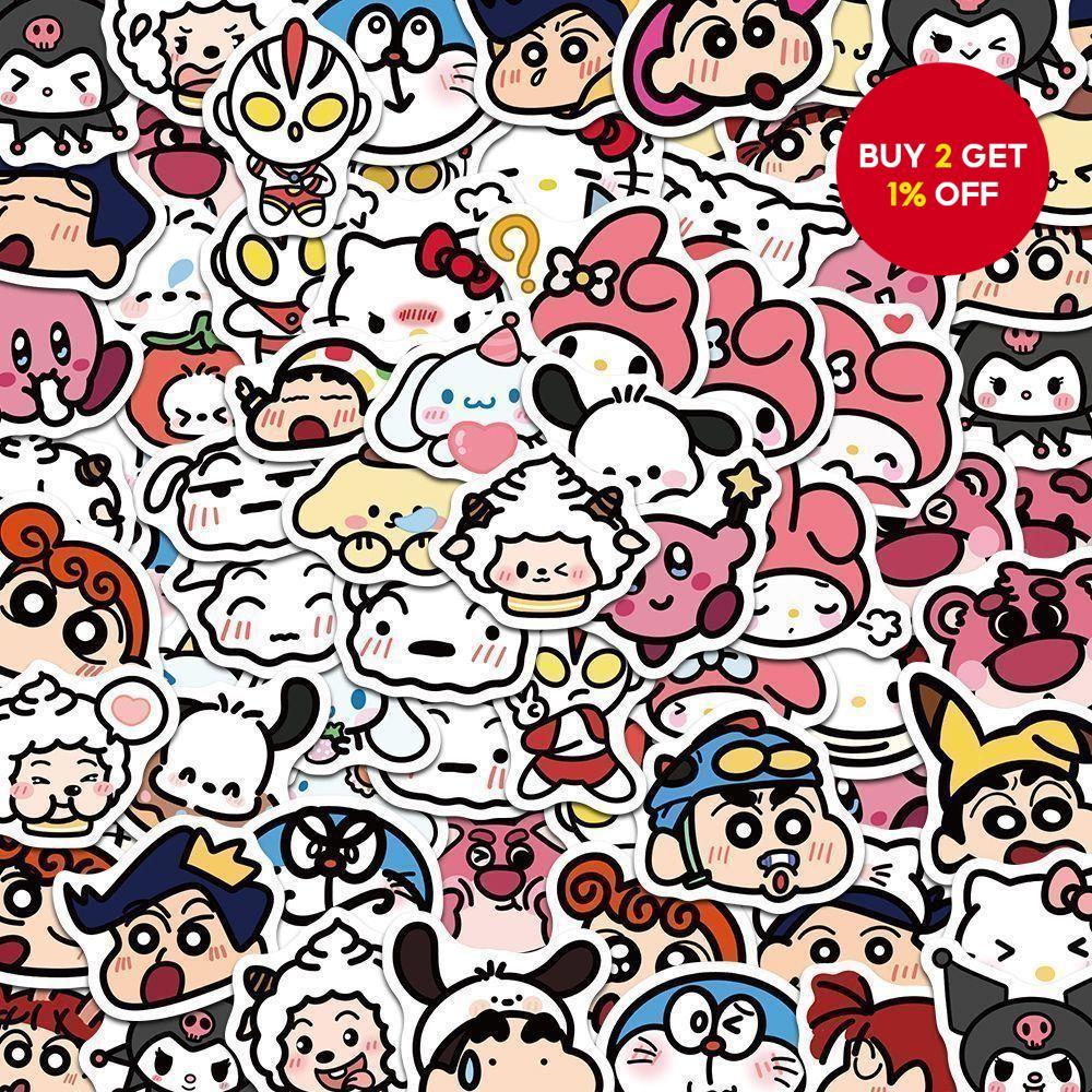 100PCS Kawaii Cartoon Stickers - Waterproof Vinyl Decals for Laptops ...