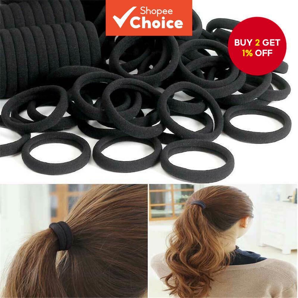 New 100pcs Black Hair Elastics for Women and Girls - Ponytail ...
