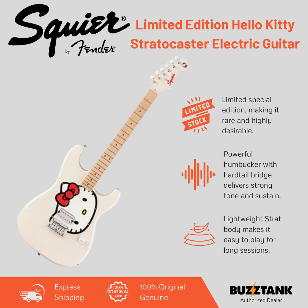 Squier Limited Edition Hello Kitty Stratocaster Electric Guitar, Maple ...