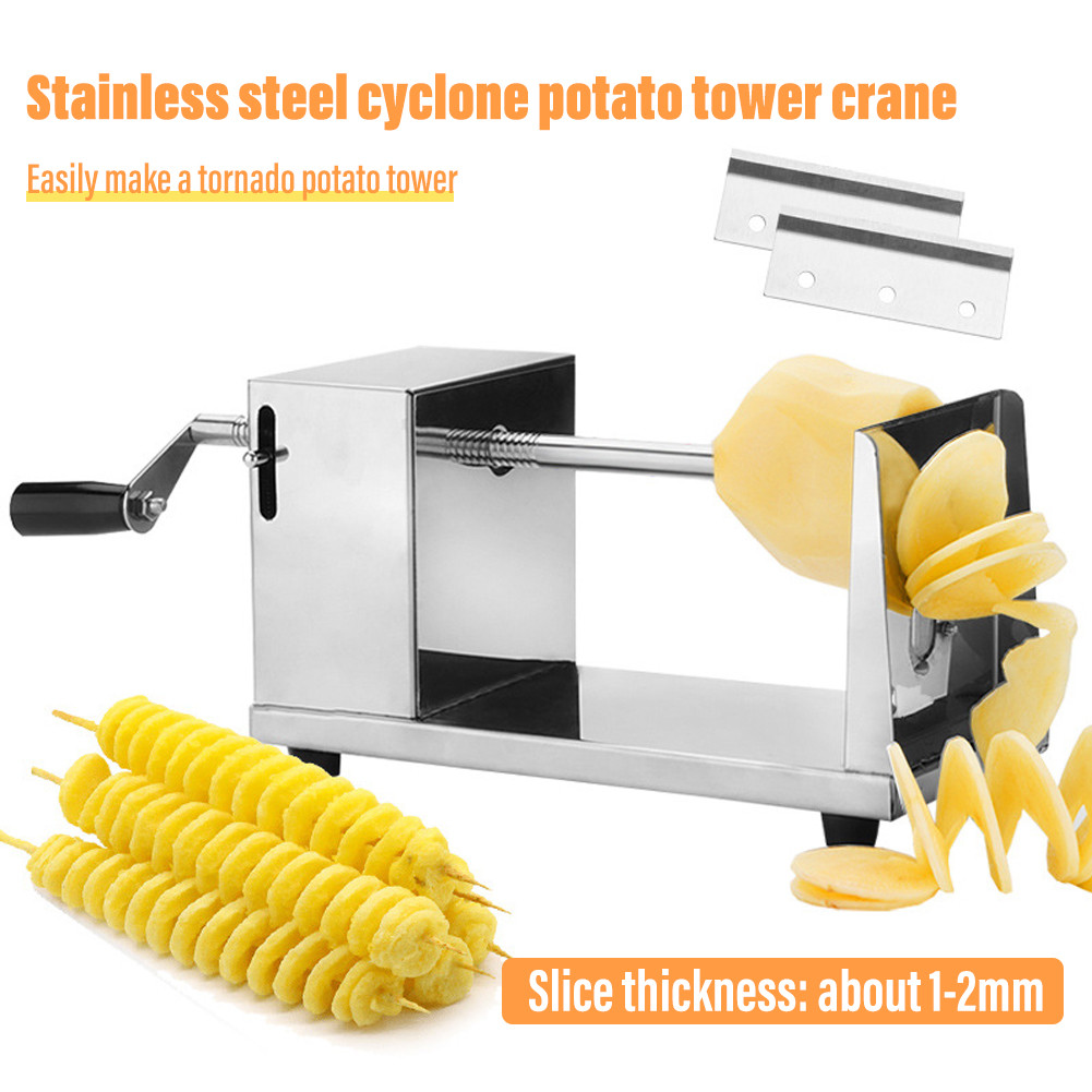 Stainless Steel Twisted Potato Slicer Kentang Spring Mesin Potato Tower ...