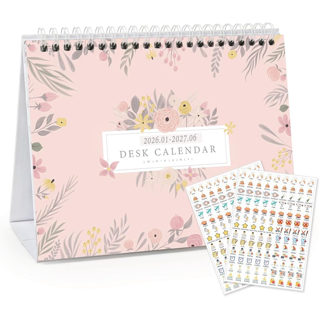 Small Desk Calendar 2026-2027, Mokani Standing Desktop Calendar (Jan ...
