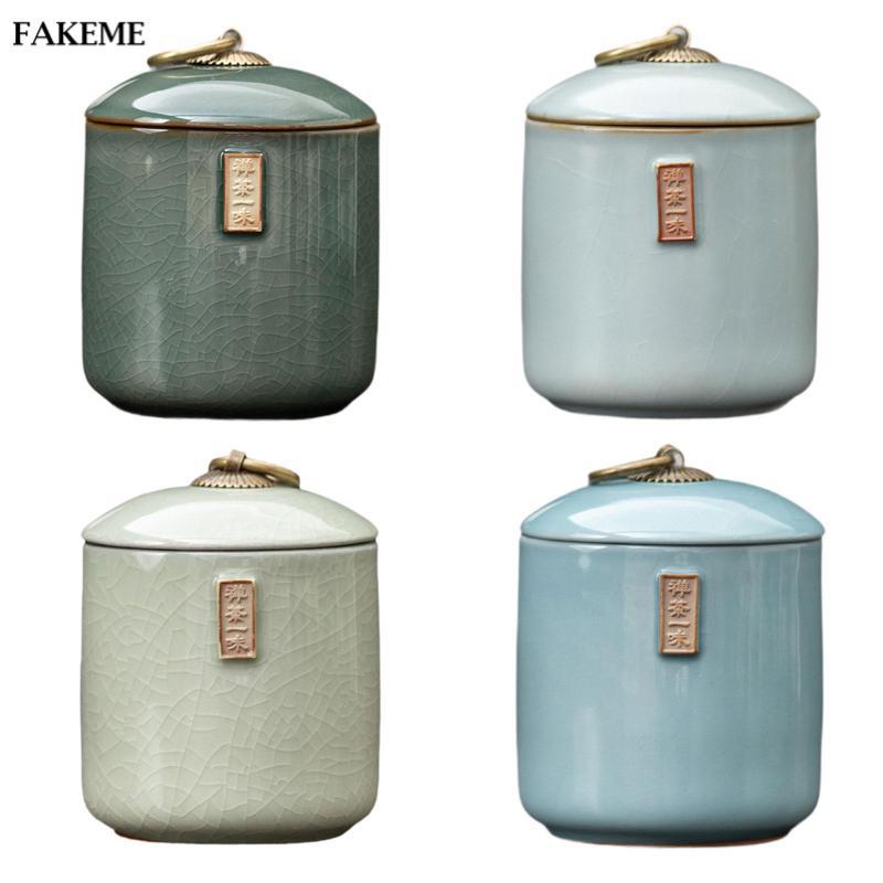 FAKEME Ceramic Tea Storage Jar Tea Canister Tank Can Desktop with ...