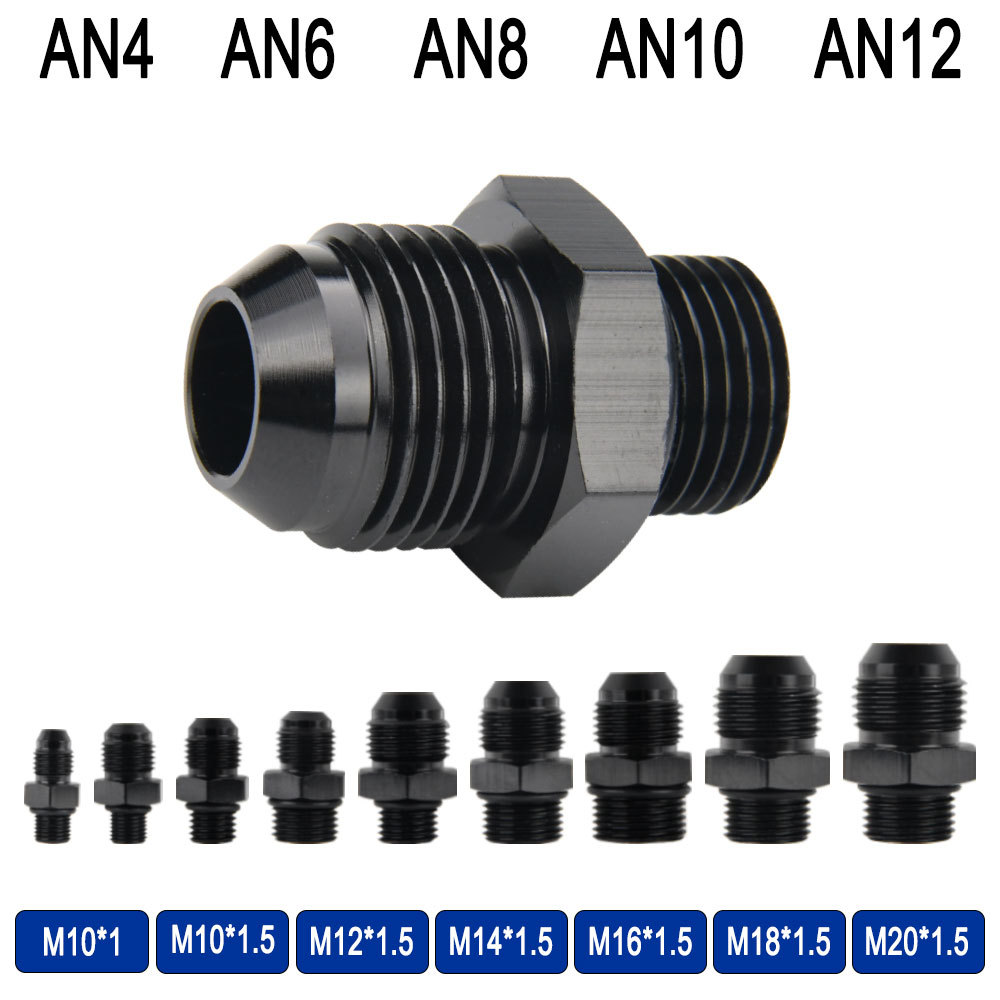 AN4 AN6 AN8 AN10 AN12 Male Flare to Metric Fitting M10x1 M12x1.25 M14x1 ...