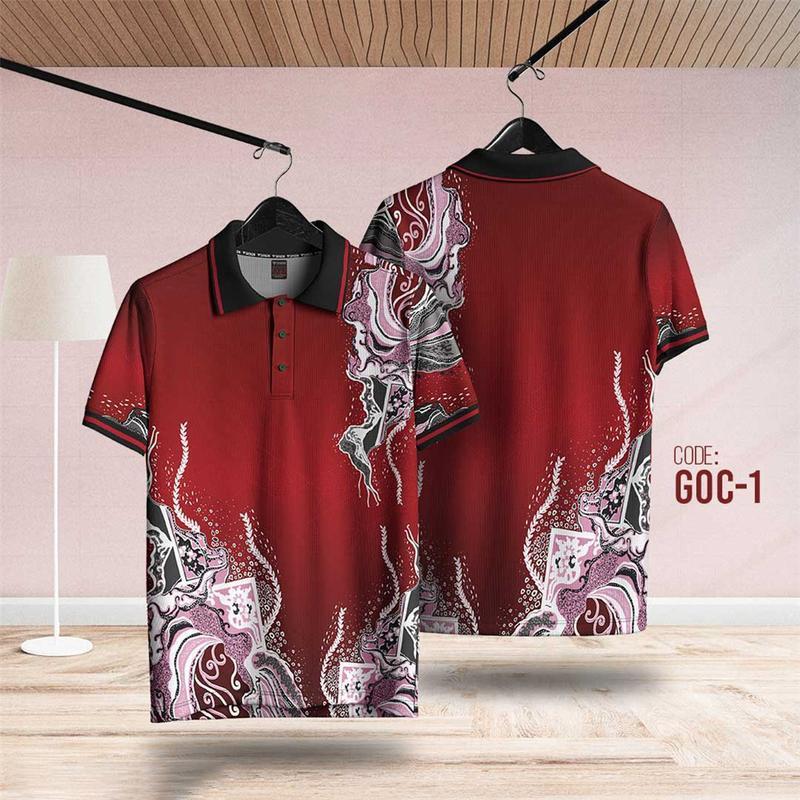 Batik patterned polo shirt