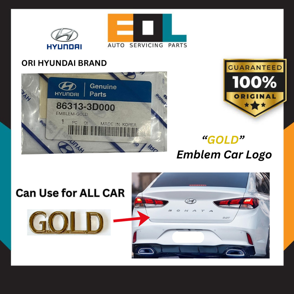 Original Hyundai GOLD Emblem Bonnet Logo Car Logo Front Hood ALL CAR ...