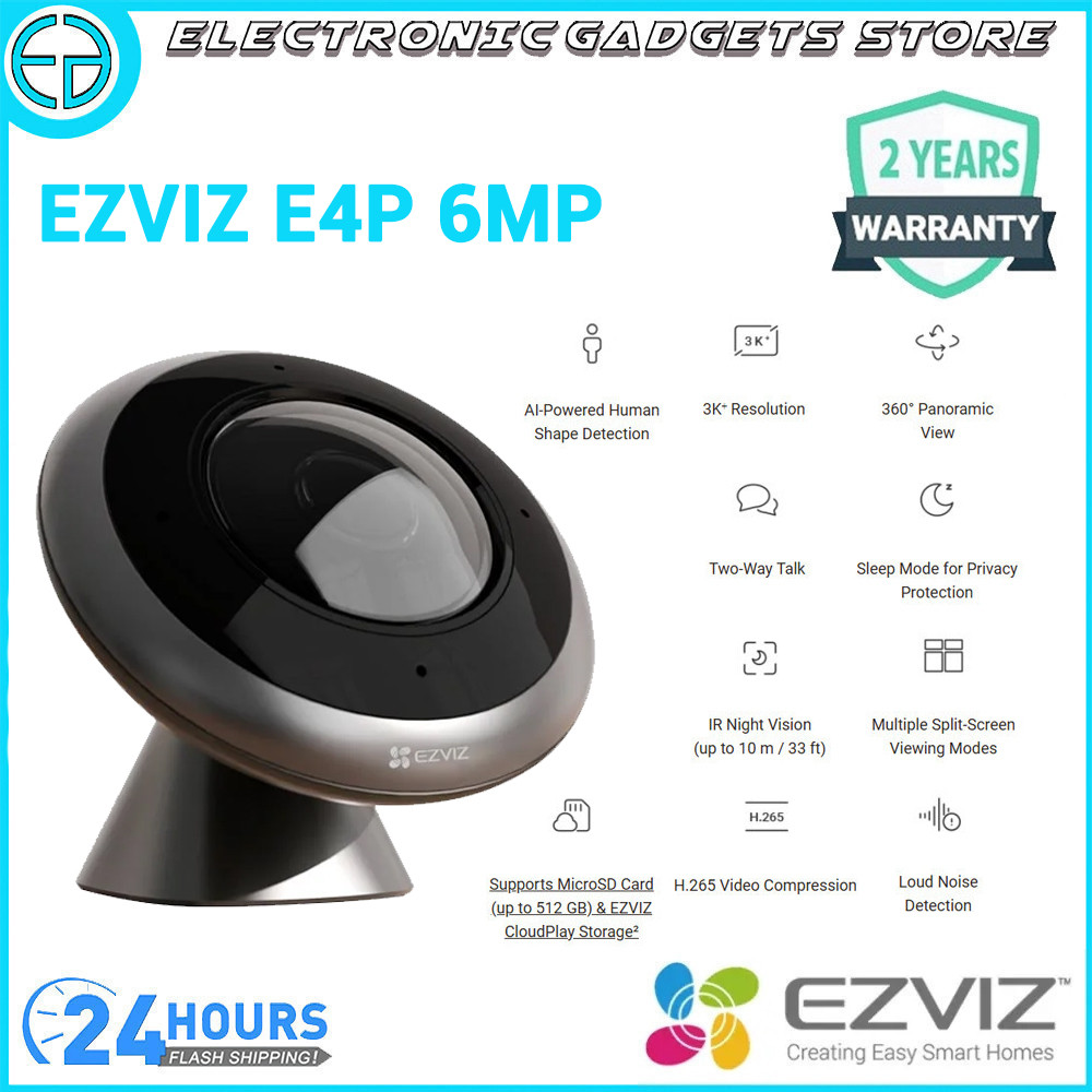 EZVIZ E4P 6MP 3K⁺ Two-Way Talk H.265 5G Smart Dual Band Wi-Fi Panoramic ...