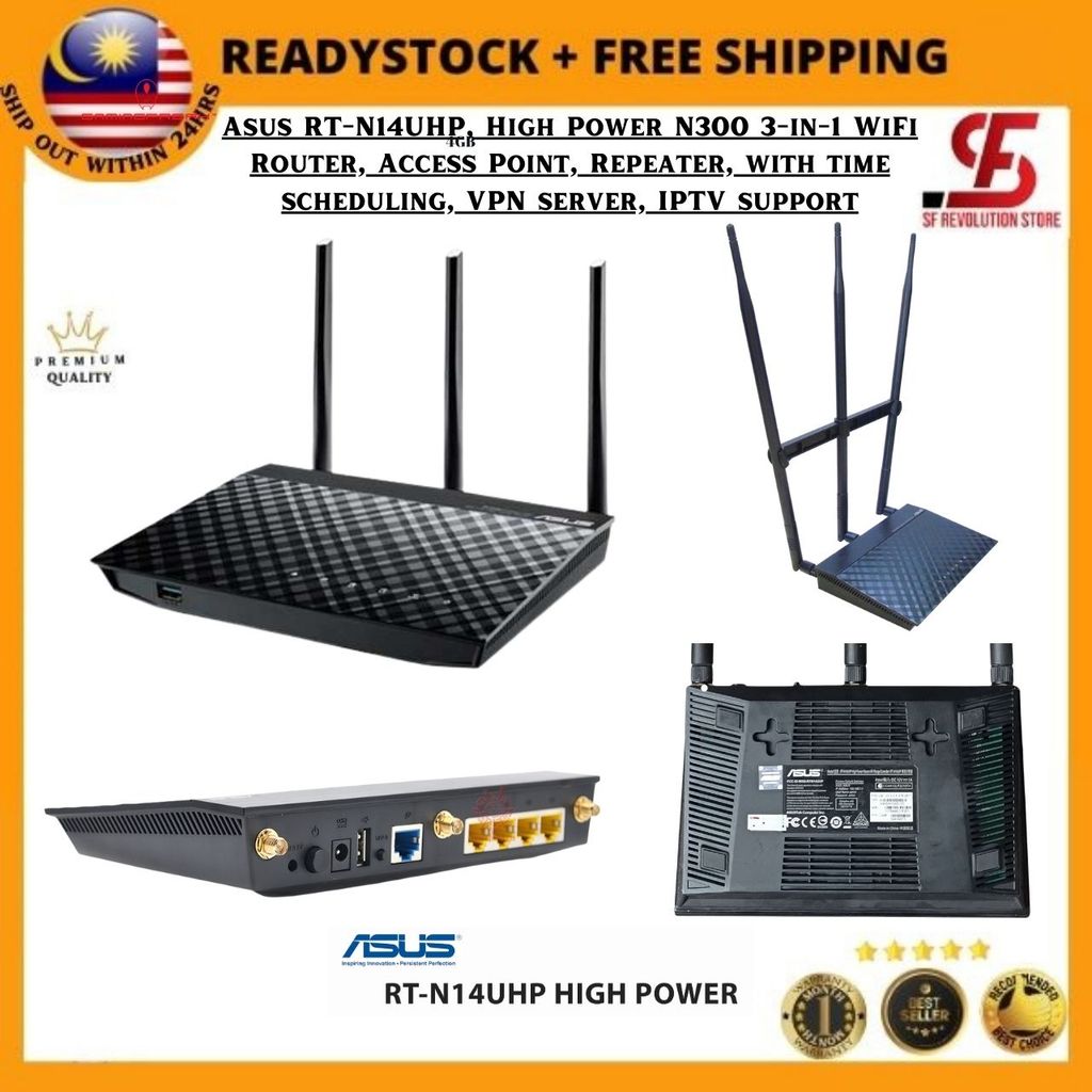 Asus RT-N14UHP, High Power N300 3-in-1 WiFi Router, Access Point ...