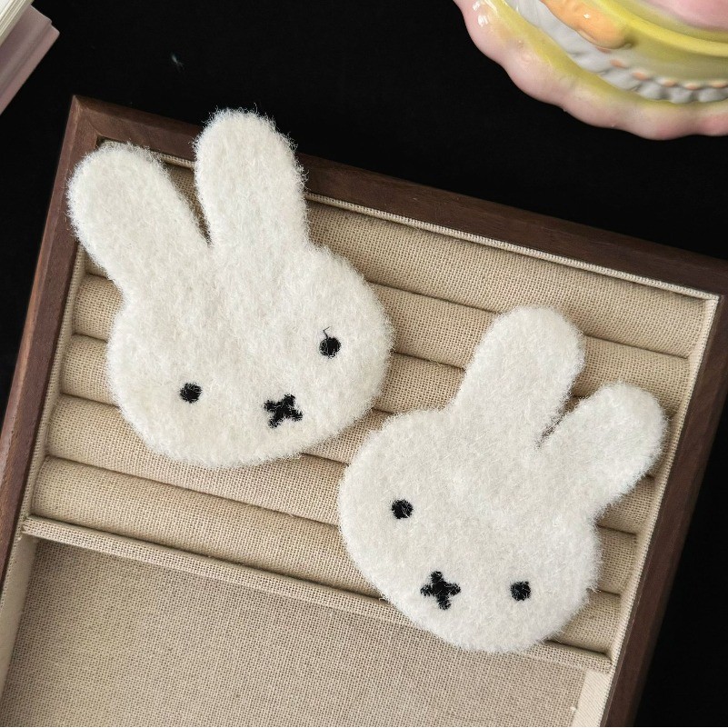 Miffy Rabbit Bangs Stickers Knitted Plush Seamless Velcro Hairpin ...