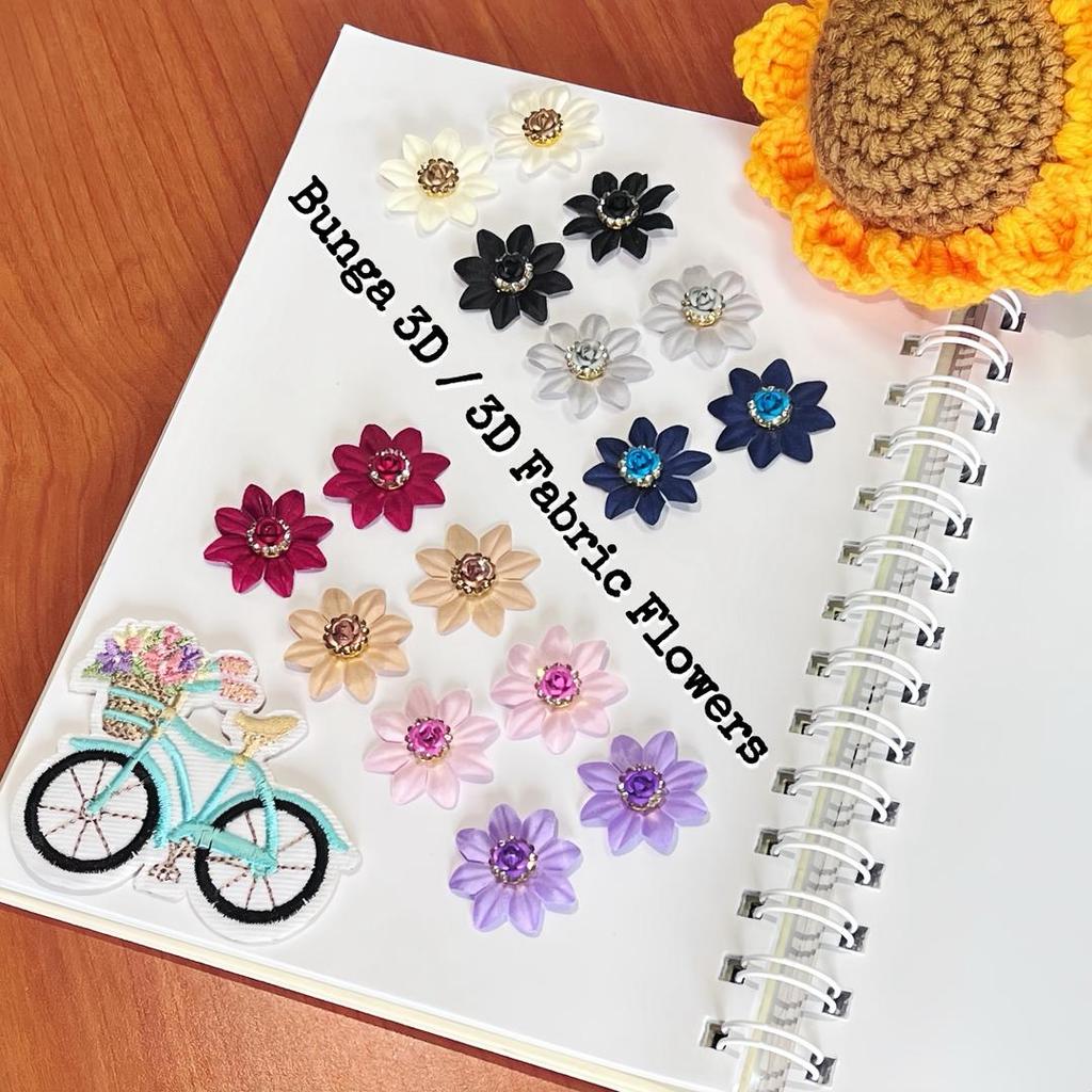 [10 pcs] Bunga 3D / Handmade 3D Fabric Flower (25mm) | Shopee Malaysia