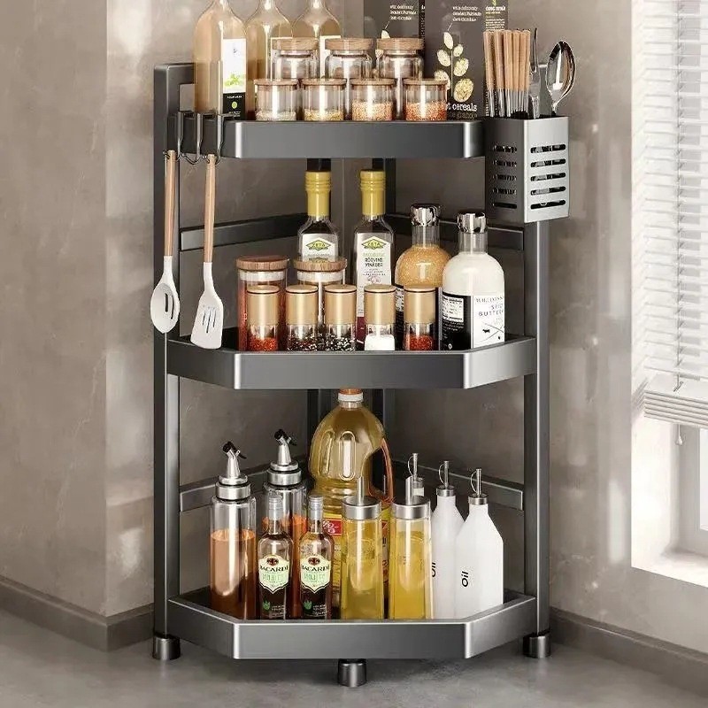 Kitchen Seasoning Rack Shelf Countertop Corner Multifunctional ...