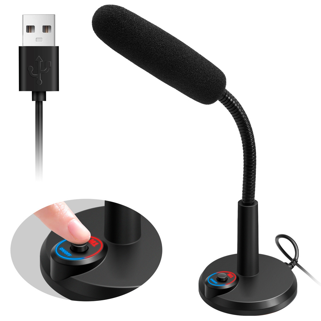 USB Desktop Microphone PC Computer Mic Gaming Chatting Online 3.5mm ...