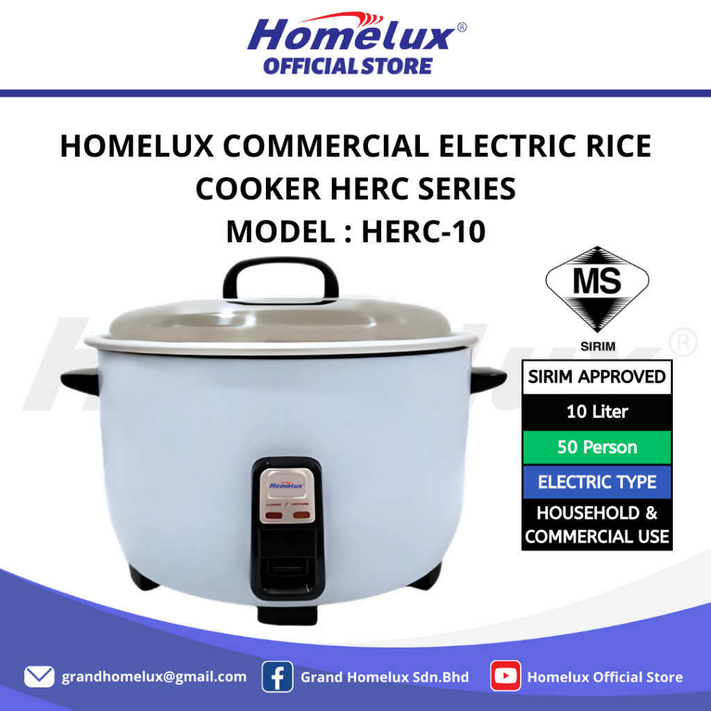 [ SIRIM ] HOMELUX COMMERCIAL ELECTRIC RICE COOKER HERC SERIES HERC-10 ...