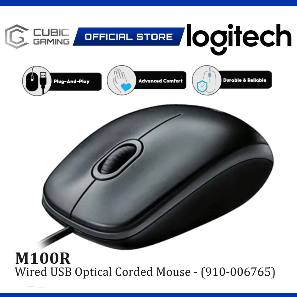 LOGITECH M100R WIRED MOUSE WITH FULL-SIZE COMFORT / OPTICAL COREDED ...