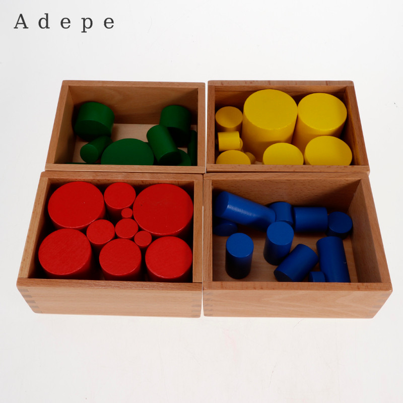 [Adepe] Box of 4 Sets Wooden Knobless Cylinders Montessori Sensorial ...