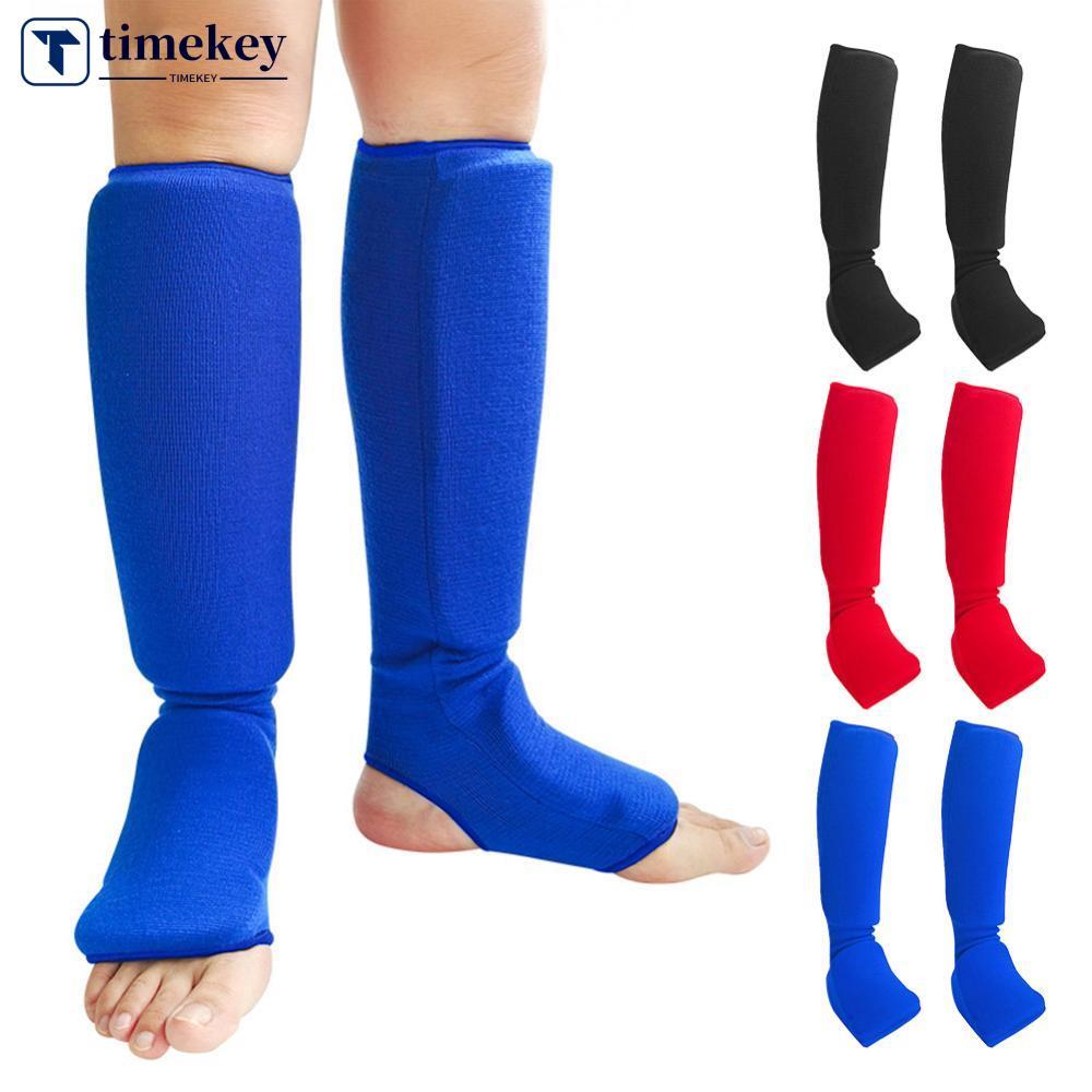TIMEKEY Professional Boxing Leg Guards Integrated Foot Instep Shin ...