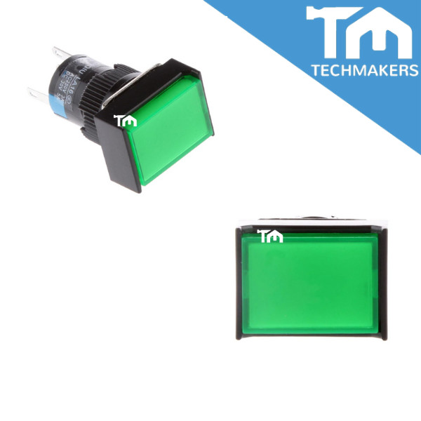 16mm Square Momentary Self Push Button Switch DC 24 Lamp 1 NC Light , Green