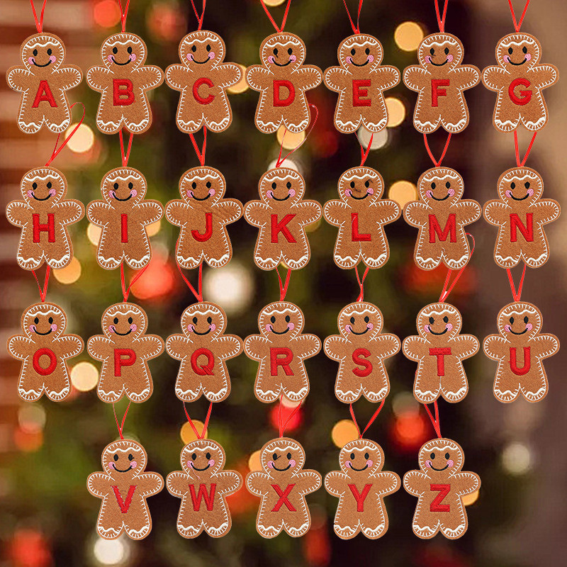 【Edible-Style Design】Christmas Gingerbread Man Ornaments/Alphabet ...