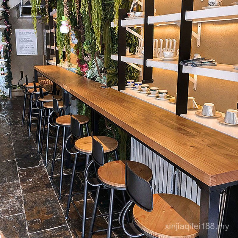 American Solid Wood Bar Table Household Simple Balcony Back Wall Window ...