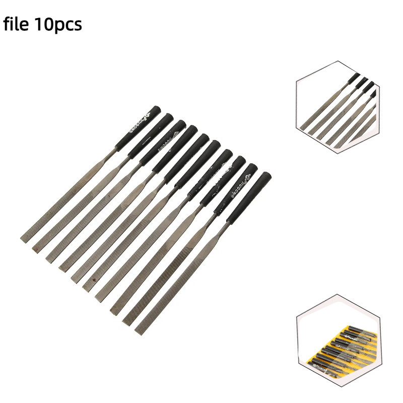 10 Pieces of Flat Small File Set Plastic Handle Shaping Triangular ...