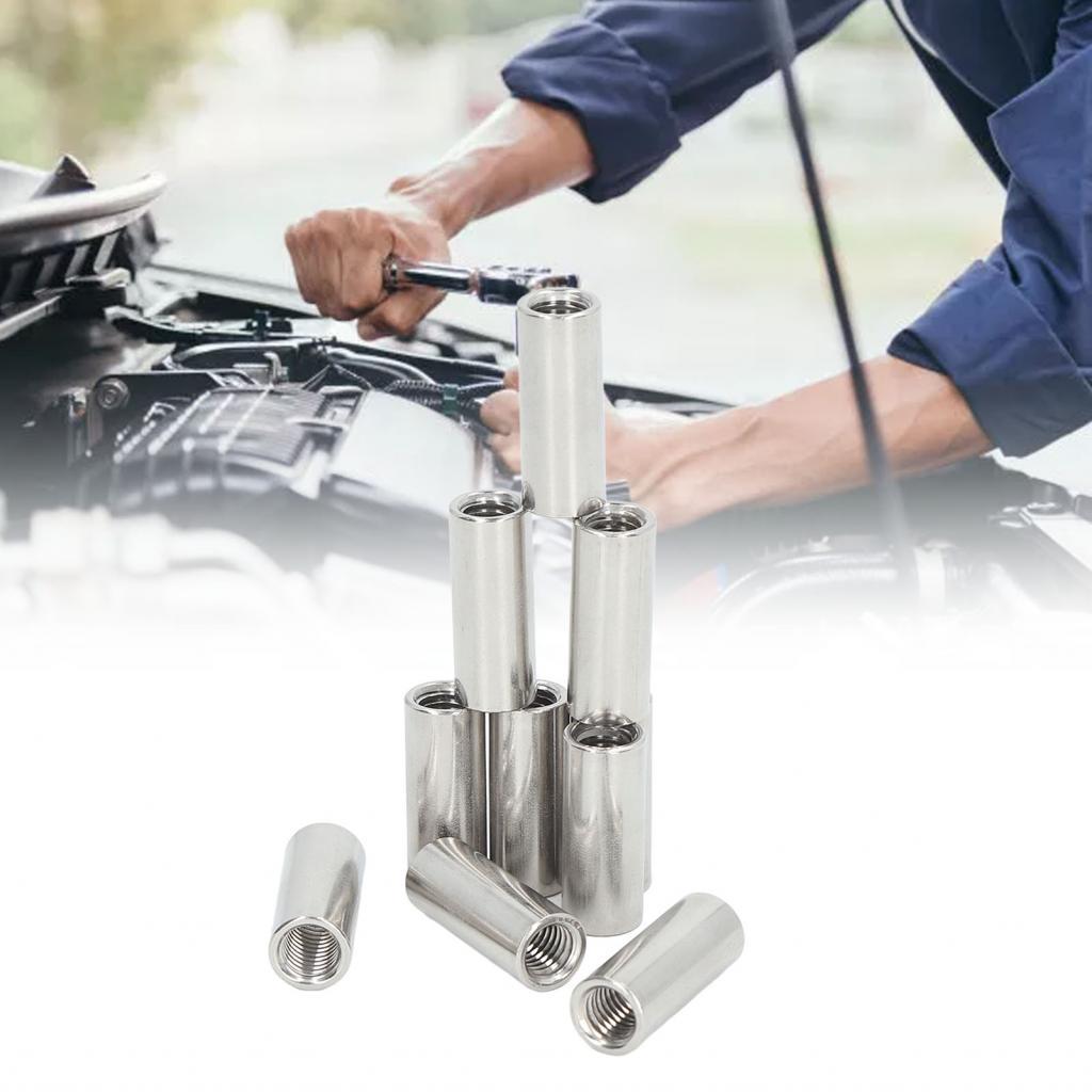 4-Piece M16 X 50mm Round Connector Nuts – 304 Stainless Steel Coupling Nuts, 24mm Width, Smooth Threads