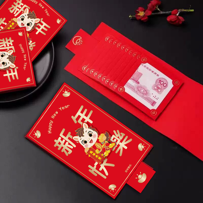2026 Horse Year Red Packet Pull-Out Design Red Envelope Folding Spring ...