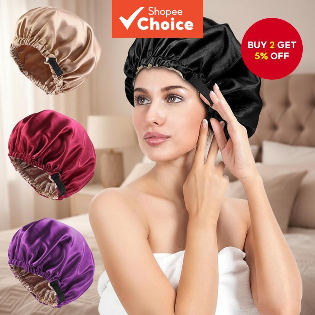 Women's Satin Silk Sleep Cap - Adjustable Bonnet for Natural Curly Hair ...