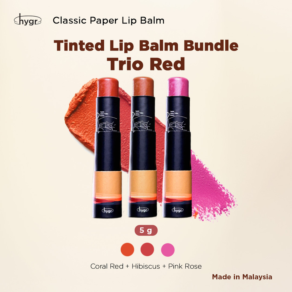 HYGR Natural Tinted Lip Balm Bundle - Trio Red | Shopee Malaysia