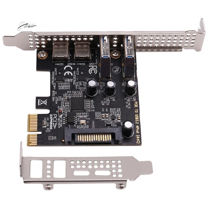 PCI-E to USB 3.2 PCI Express Card PCIE Card 4-Ports (Type-C+A) USB 3.2 ...
