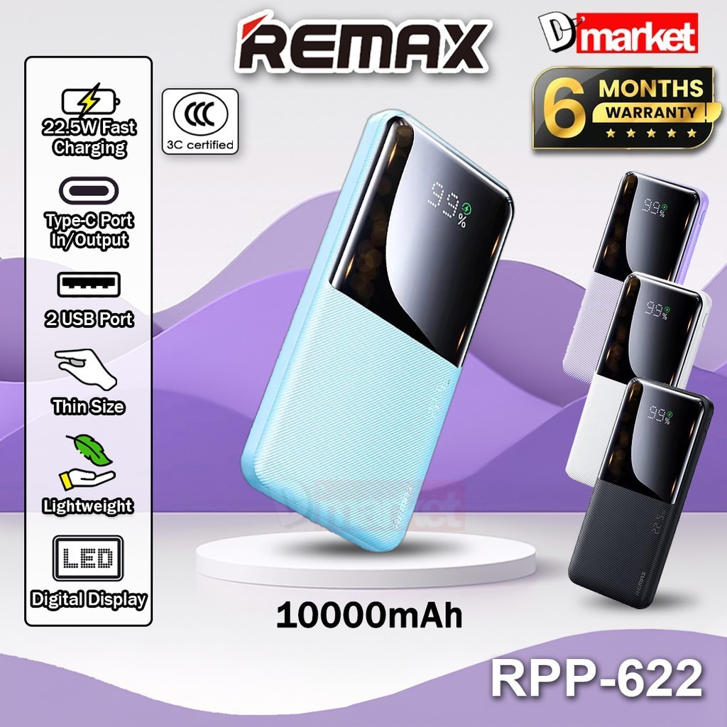 【3C Certified】Remax RPP-622 10000mAh Powerbank 22.5W Fast Charging ...