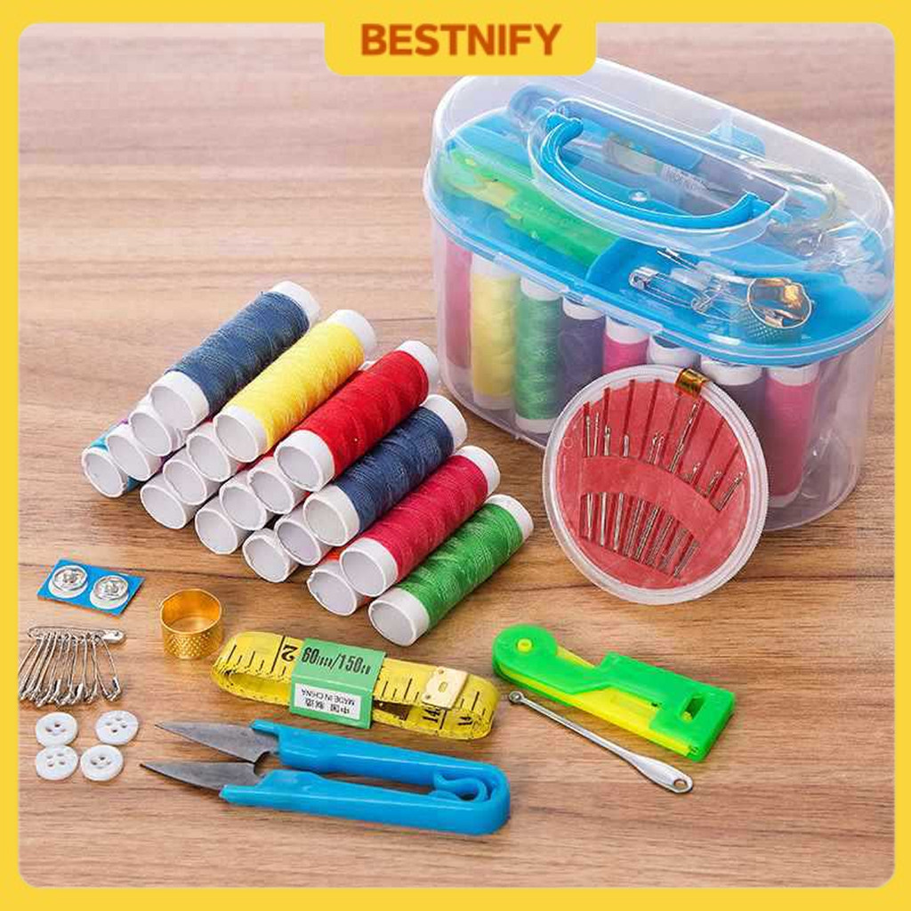 Portable Sewing Kit Set Tool Hand Stitch Needle Thread Threader Tape ...